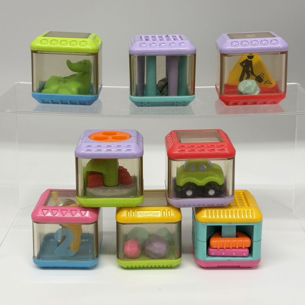 VTG Fisher Price Peek A Blocks Lot 8 Sensory Activity Incrediblock Toys
